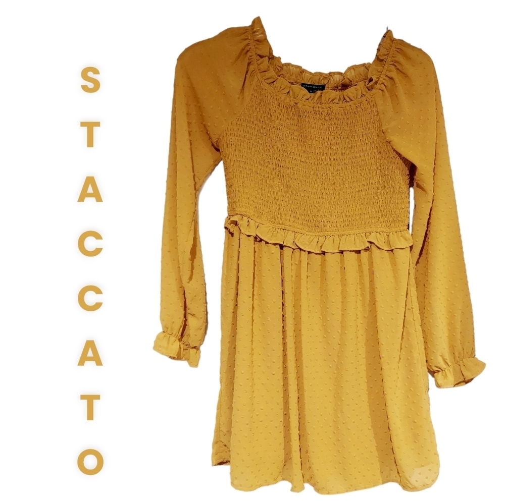 Staccato dress gold womens size medium